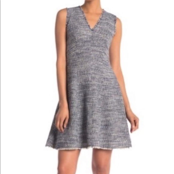 NWT!!! Rebecca Taylor Blue Multi Tweed V Neck Dress - Picture 1 of 6